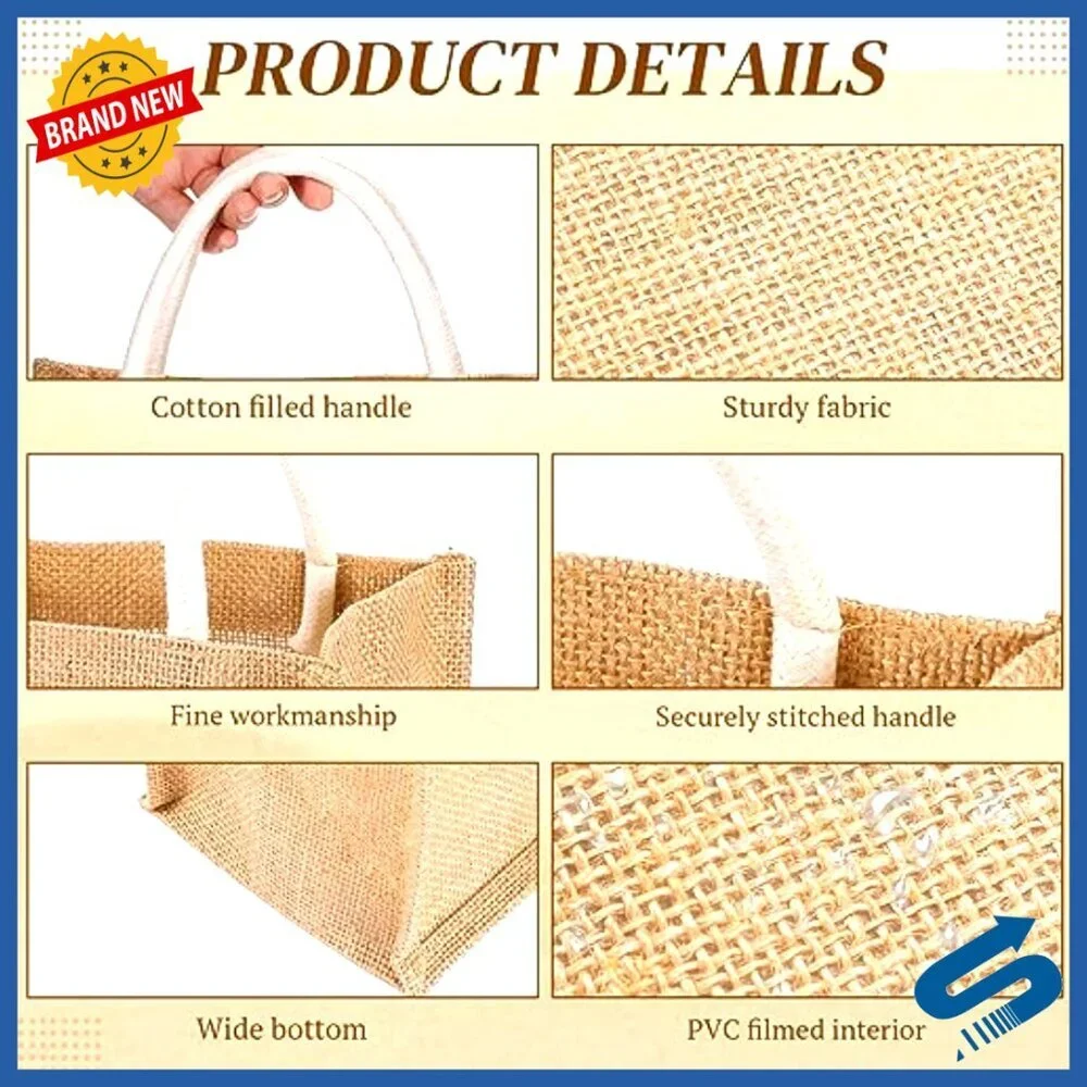 Mini Jute Tote Bags Waterproof Reusable Canvas Wedding DIY Gift Beach